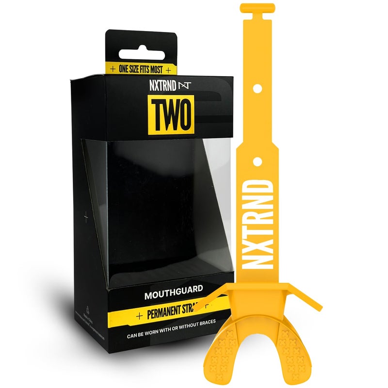 Nxtrnd Two Football Mouth Guard Football Mouthpiece with Strap Fits Adult Youth Yellow