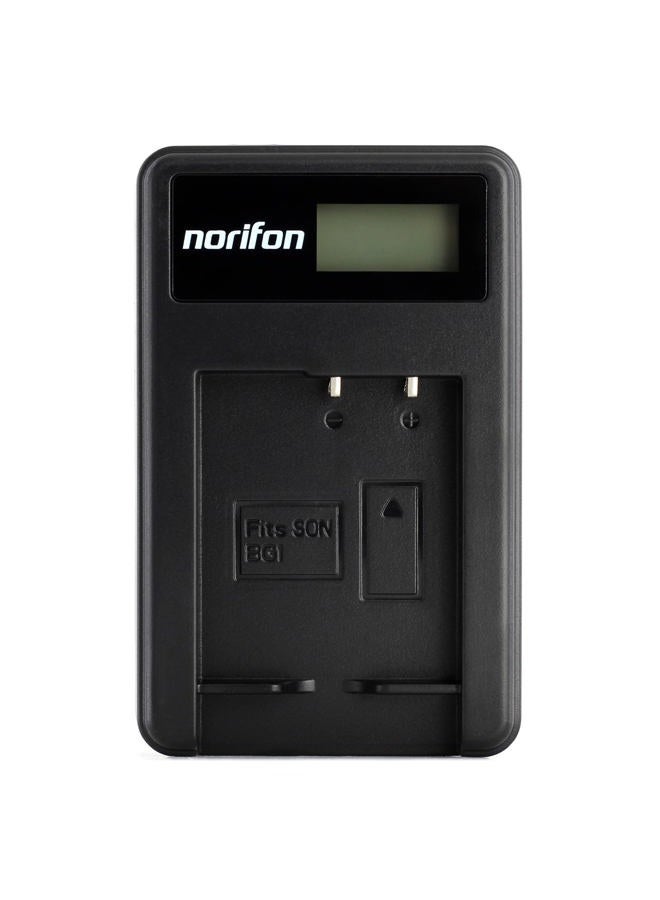 Norifon NP-BG1 LCD USB Charger for Sony Cyber-Shot DSC-H50 DSC-H55 DSC-H70 DSC-H90 DSC-HX30V DSC-HX5V DSC-HX7V DSC-HX9V DSC-W150 DSC-W290 DSC-W230 DSC-W220 DSC-W200-W300 DSC-W50 Camera and More Black - Image 1