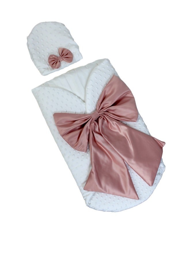 Baby Blanket Swaddle Sleeping Bag With A Bow & Cap for Newborn Easy to Carry - Image 1