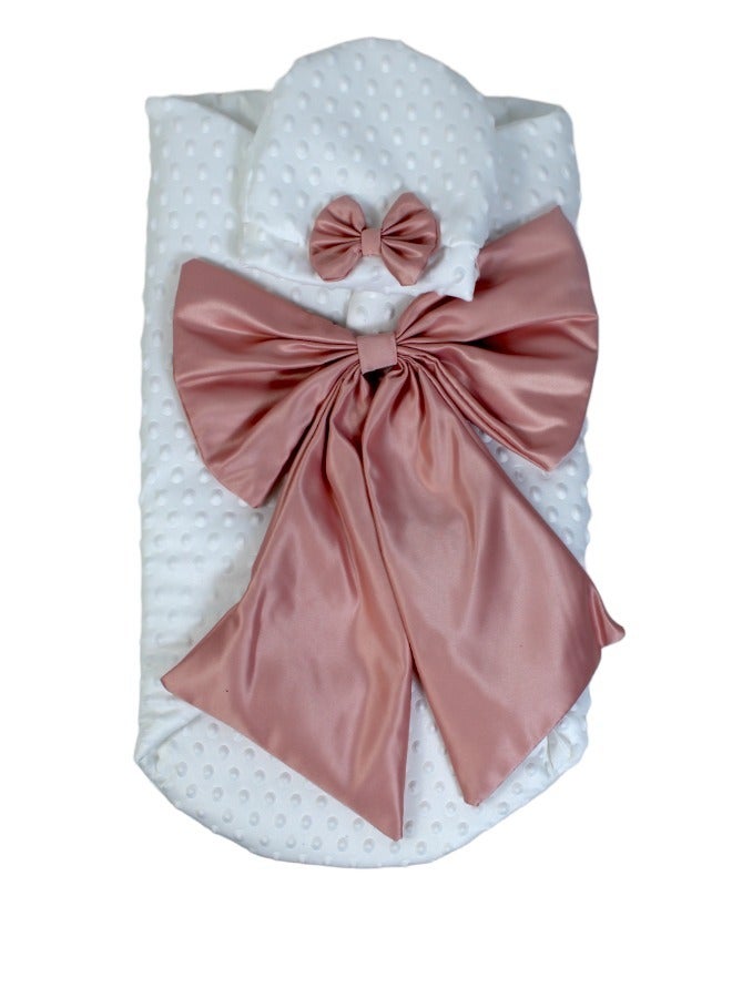Baby Blanket Swaddle Sleeping Bag With A Bow & Cap for Newborn Easy to Carry - Image 2