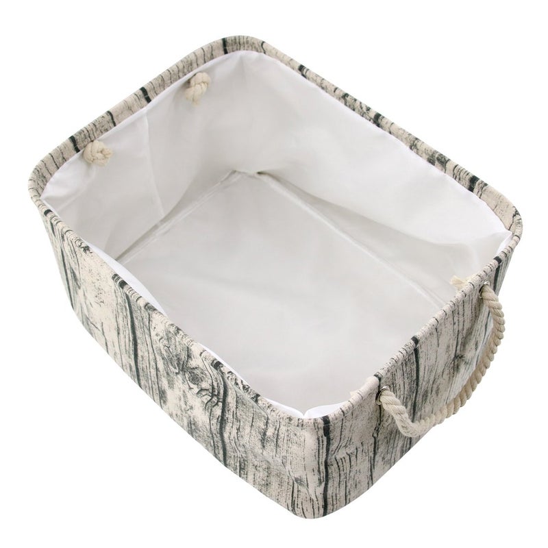 Jacone Stylish Tree Stump Design Wood Grain Rectangular Storage Basket Washable Cotton Fabric Nursery Hamper with Rope Handles, Decorative and Convenient for Kids Rooms (X-Large) - Image 3