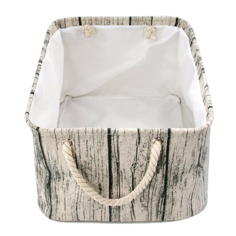 Jacone Stylish Tree Stump Design Wood Grain Rectangular Storage Basket Washable Cotton Fabric Nursery Hamper with Rope Handles, Decorative and Convenient for Kids Rooms (X-Large) - Image 5