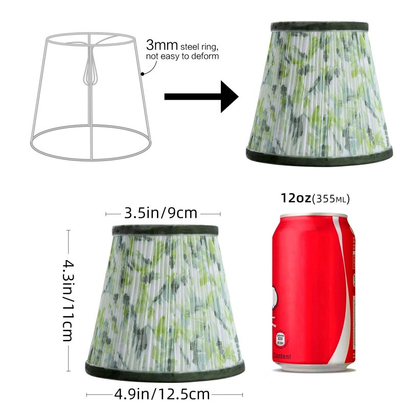 Fuloon Chandelier Lamp Shades, Clip on Small Sconce Lamp Shades, Suit for Candelabra Bulbs in Modern/European/French Country/Farmhouse Decoration, 3.5x4.3x4.9 in(6 Pack, Chiffon Green Painted) - Image 2