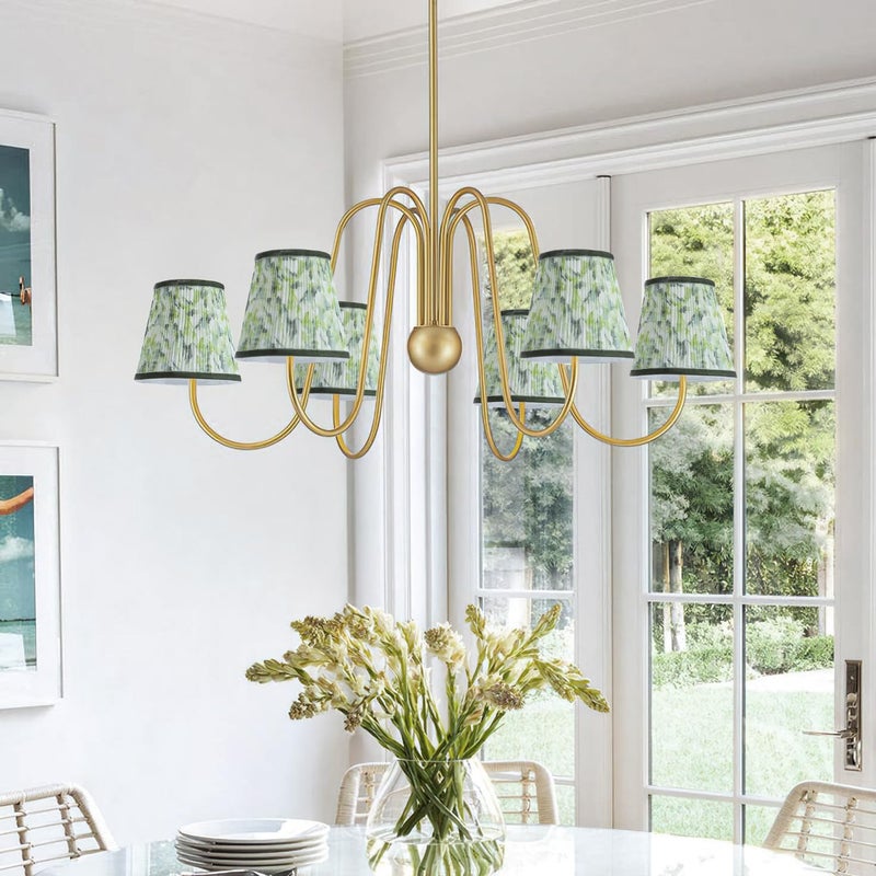 Fuloon Chandelier Lamp Shades, Clip on Small Sconce Lamp Shades, Suit for Candelabra Bulbs in Modern/European/French Country/Farmhouse Decoration, 3.5x4.3x4.9 in(6 Pack, Chiffon Green Painted) - Image 4