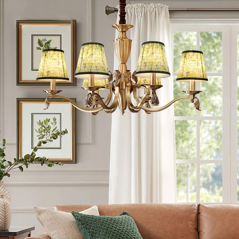 Fuloon Chandelier Lamp Shades, Clip on Small Sconce Lamp Shades, Suit for Candelabra Bulbs in Modern/European/French Country/Farmhouse Decoration, 3.5x4.3x4.9 in(6 Pack, Chiffon Green Painted) - Image 3
