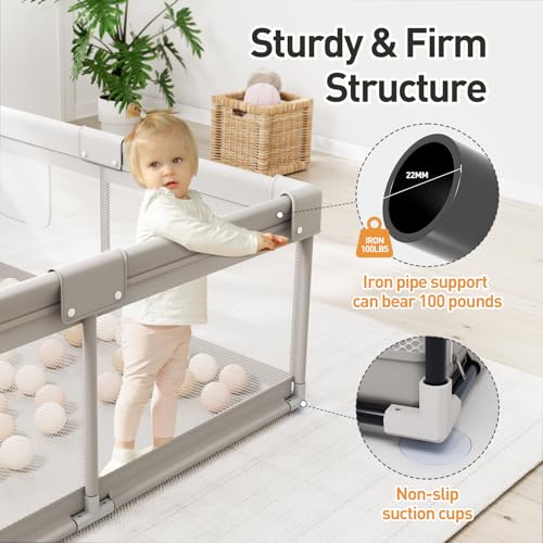 ZEEBABA Baby Playpen, Big Play Pen for Babies(59x59x27inch), Kids Safe Play Center for Babies and Toddlers, Baby Fence Gives Mommy a Break - Image 2