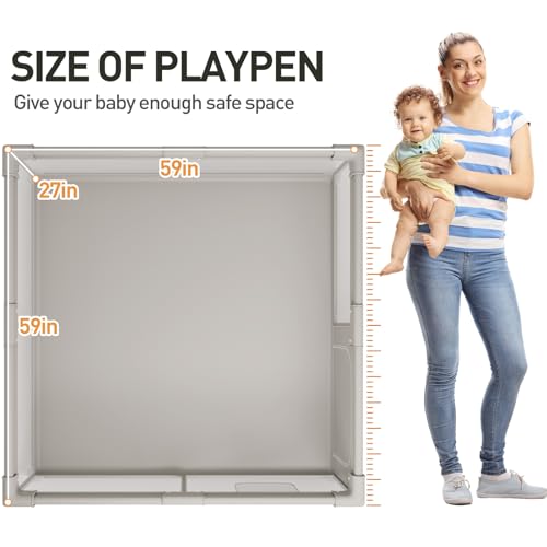 ZEEBABA Baby Playpen, Big Play Pen for Babies(59x59x27inch), Kids Safe Play Center for Babies and Toddlers, Baby Fence Gives Mommy a Break - Image 5