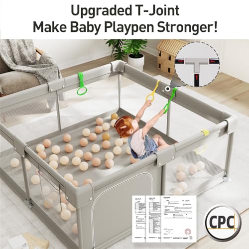 ZEEBABA Baby Playpen, Big Play Pen for Babies(59x59x27inch), Kids Safe Play Center for Babies and Toddlers, Baby Fence Gives Mommy a Break - Image 3
