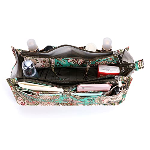 BTSKY منظم حقائب اليد الجديد من BTSKY - إدخال حقيبة بسعة عالية مع 13 جيب وتصميم زهور الطاووس - Image 4