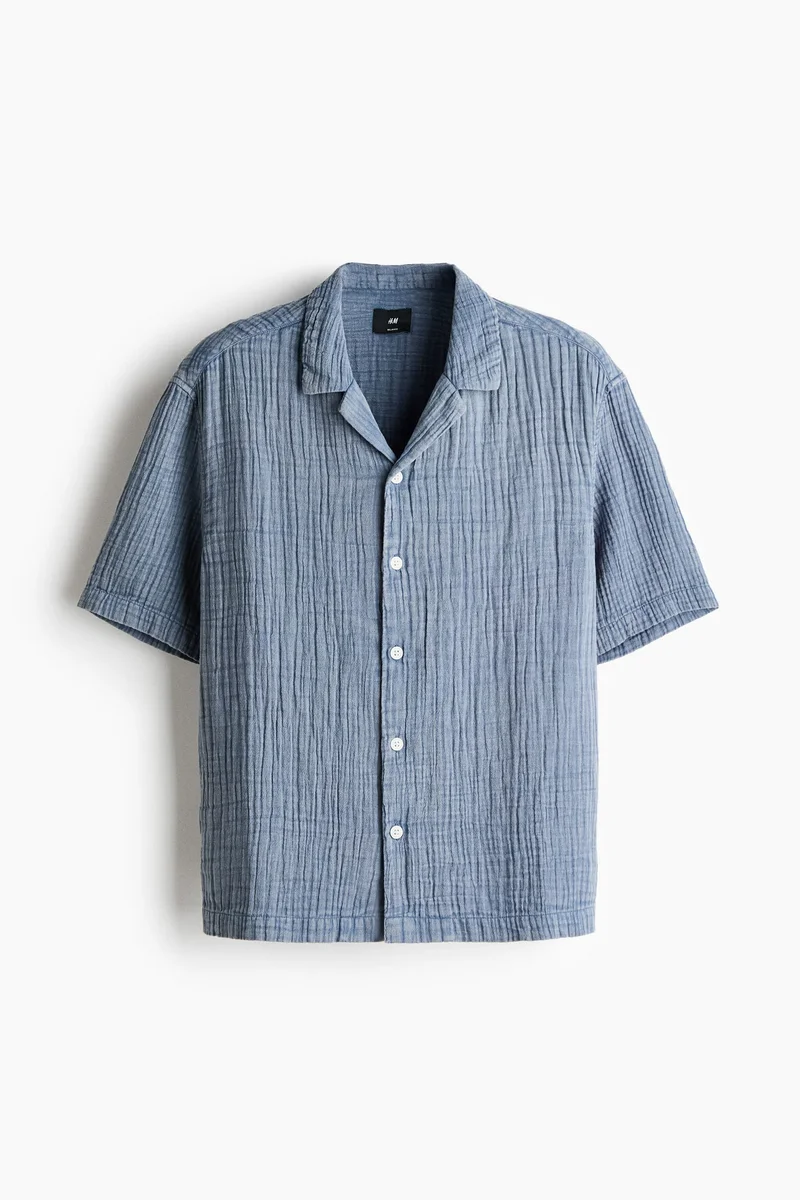 H&M Relaxed Fit Short-sleeved muslin shirt