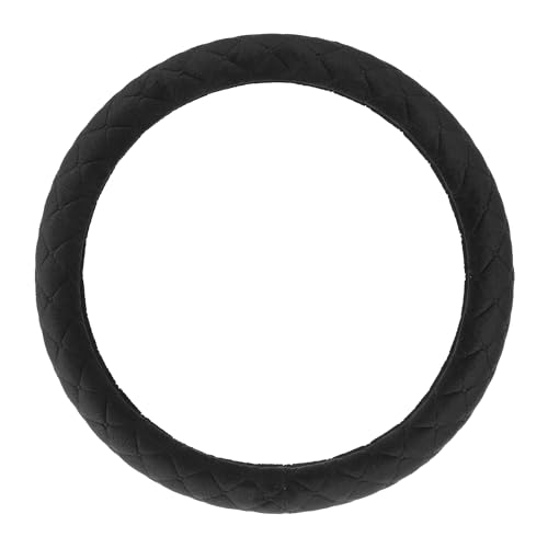 PTCPO Soft Car Steering Wheel Cover for Sedan, SUV, Warm Luxury Velvet, Odorless, Universal, Anti Slip, Summer Winter, Black, Large Size[15" 1/2-16"](39-41cm) - Image 3