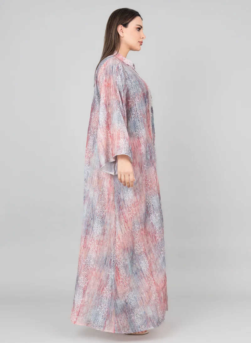 IKKXA Petal Grace Embroidered Jalabiya IK3004 Red