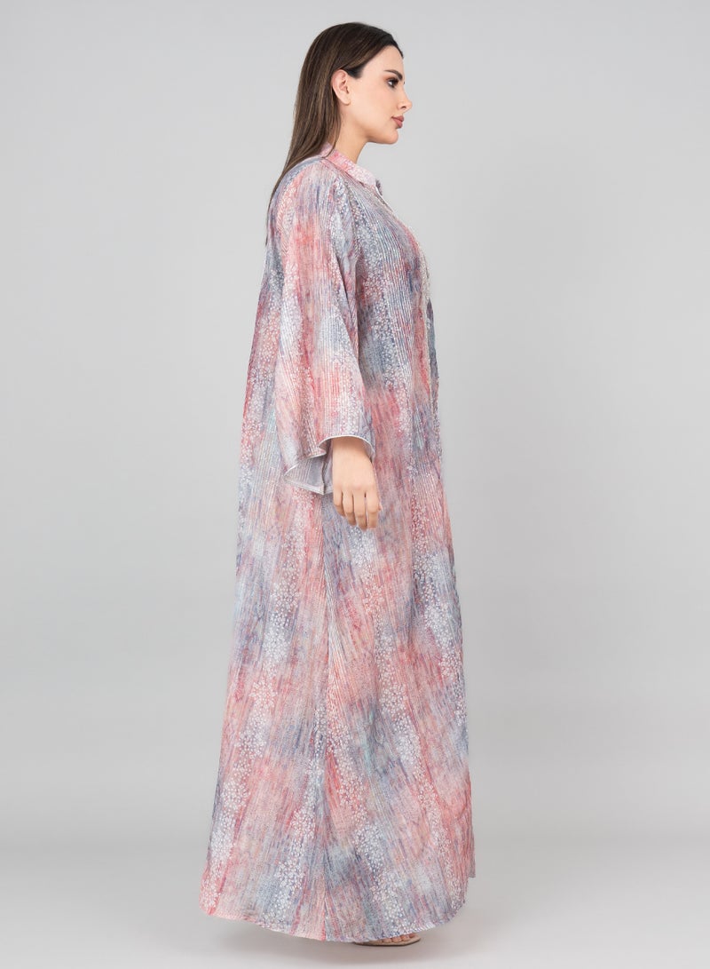 اكسا جلابية مطرزة بلمسة بتلات - أحمر - Image 3