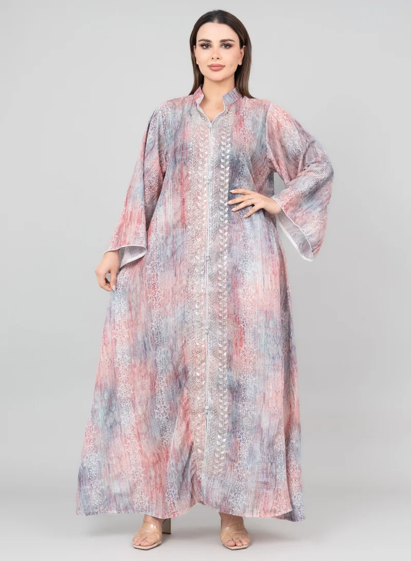 IKKXA Petal Grace Embroidered Jalabiya IK3004 Red