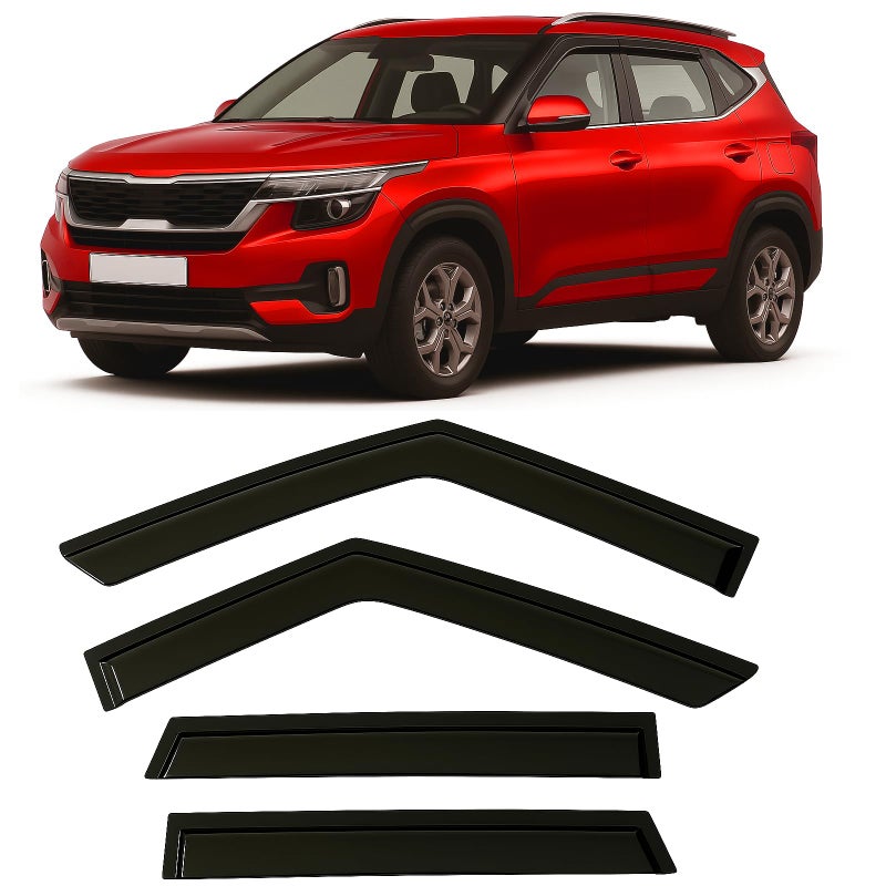 20212025 Tapeon Rain Guards for Kia Seltos Side Window Deflector Visors LX S EX SX Turbo XLine Durable Tinted Vent Shade 2022 2023 2024