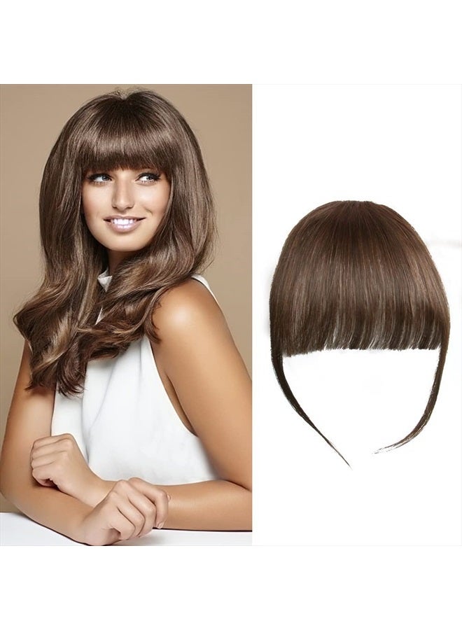 Shinon Hair Bangs Clip for Women Wispy Hair Bangs 10 A Human Hair Fashion clip in Hair Extension Dark Brown Color - Image 1