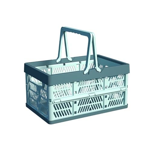 UShioart Collapsible Crate Milk Crates for Storage Plastic shopping basket 20L for Kitchen Bathroom Bule - Image 1