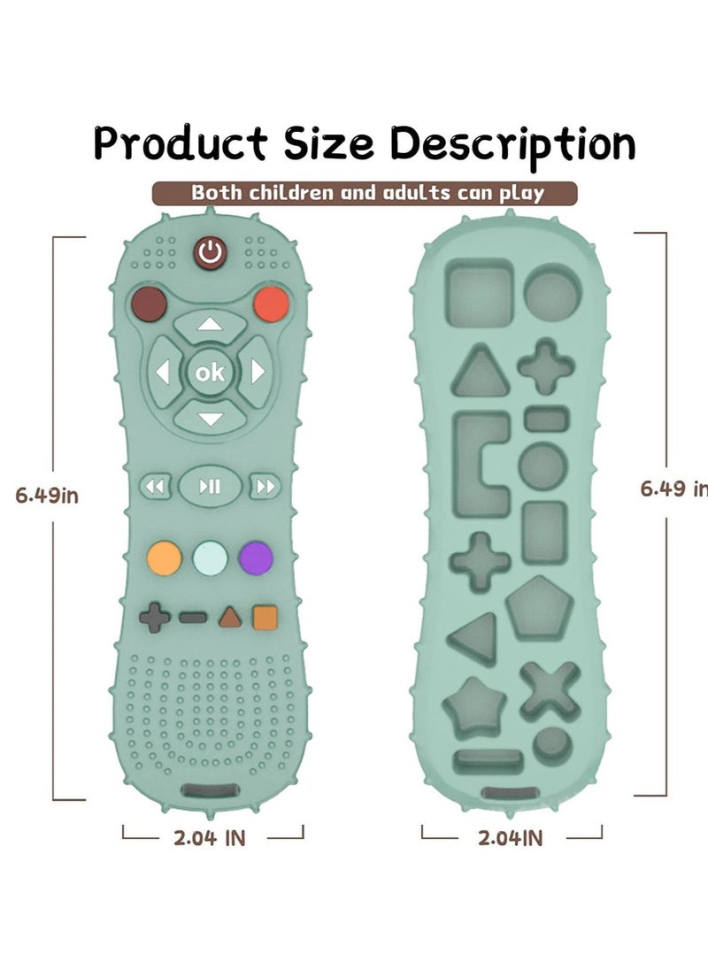 Excefore - Soft Chew Toys with TV Remote Control Shape Early Educational Sensory Toy Teething Relief and Soothe Sore Gum Infant Teether for 3-6 Months Green - Image 1