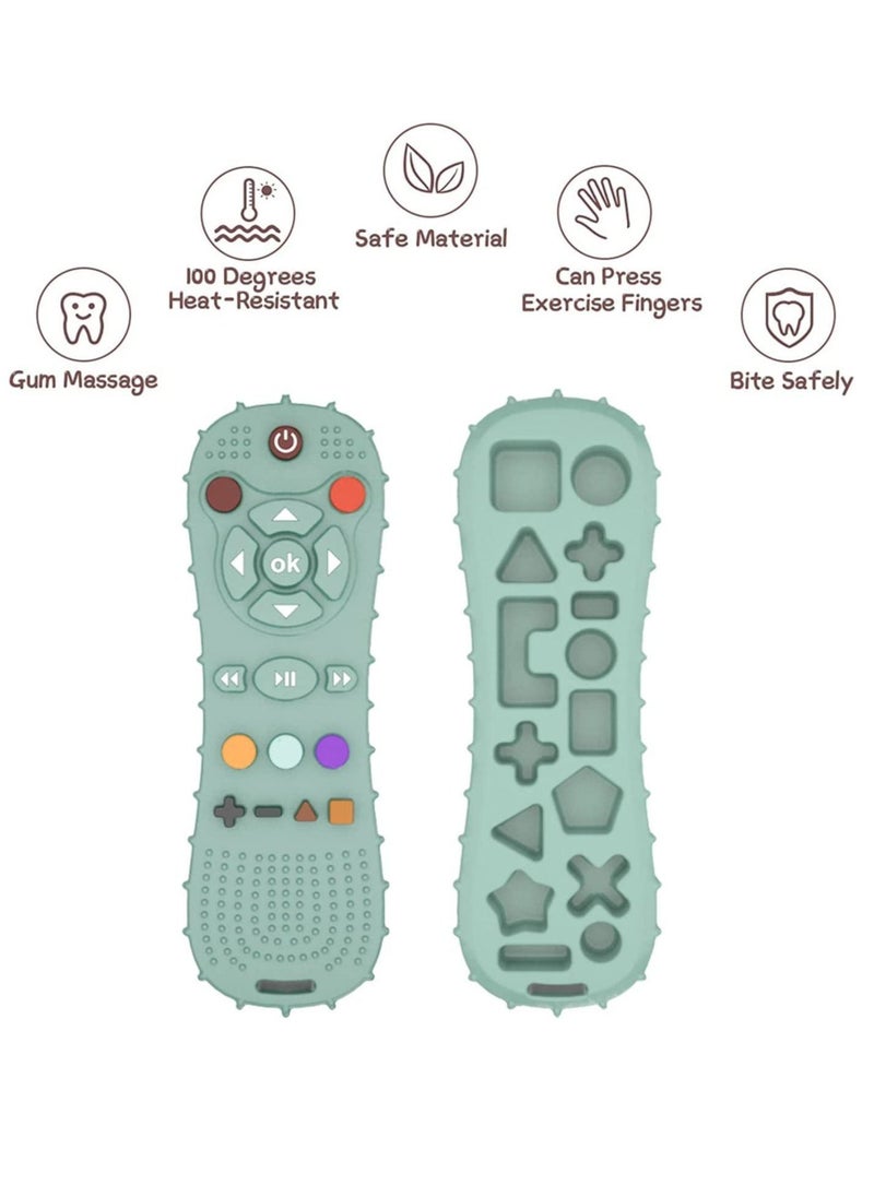 Excefore - Soft Chew Toys with TV Remote Control Shape Early Educational Sensory Toy Teething Relief and Soothe Sore Gum Infant Teether for 3-6 Months Green - Image 1