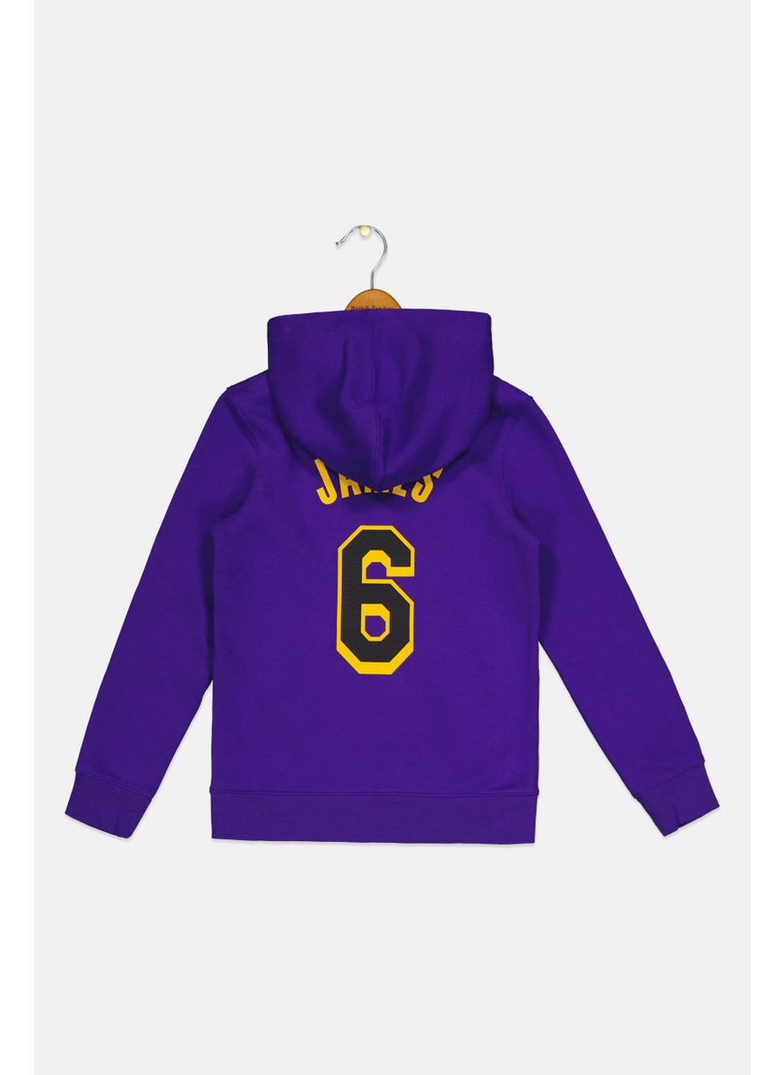 Air Jordan Air Jordan x NBA Kids Boy Lakers Long Sleeve Basketball Hoodies, Purple  - Image 2