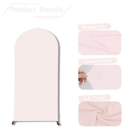 bricia Wedding Arch Backdrop Stand Cover, 7.2FT Double Sided Stretchy Arch Cover Fitted Wedding Birthday Party Banquet Decoration (Blush Pink 86.4''Lx48''W) - Image 4