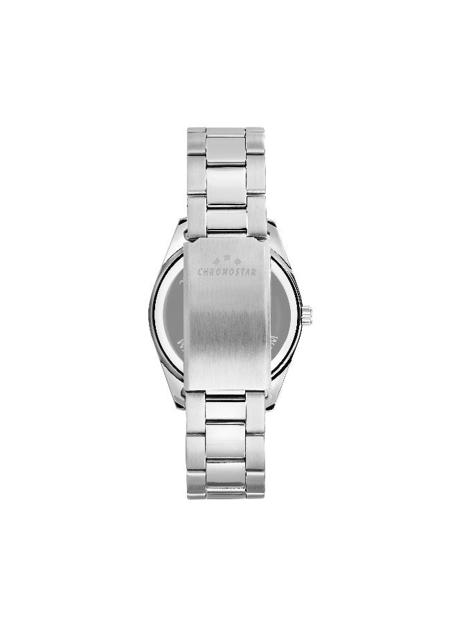 Chronostar Men's Blue Round Analog Dial with Silver Stainless Steel Band Watch - 39mm - R3753316009 - Image 4