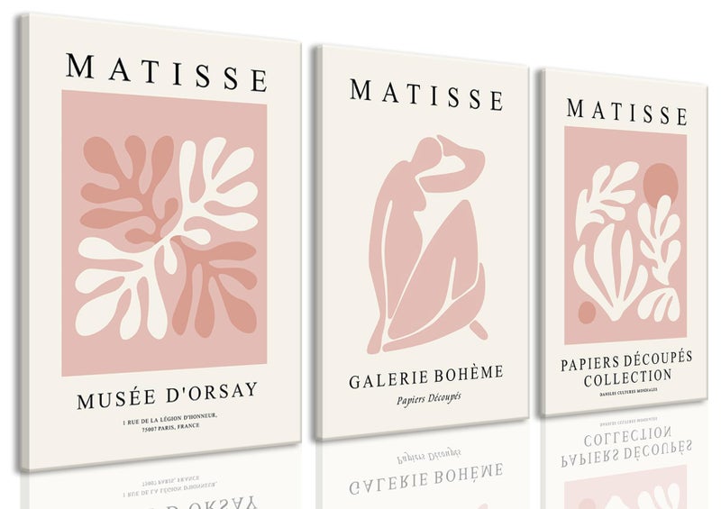 Djmwtb Matisse Abstract Canvas Wall Art Framed Set of 3 Pink Flower Market Poster Prints Modern Aesthetic Pictures Minimalist Wall Decor Painting for Living Room Bedroom Bathroom 12x16x3 - Image 2
