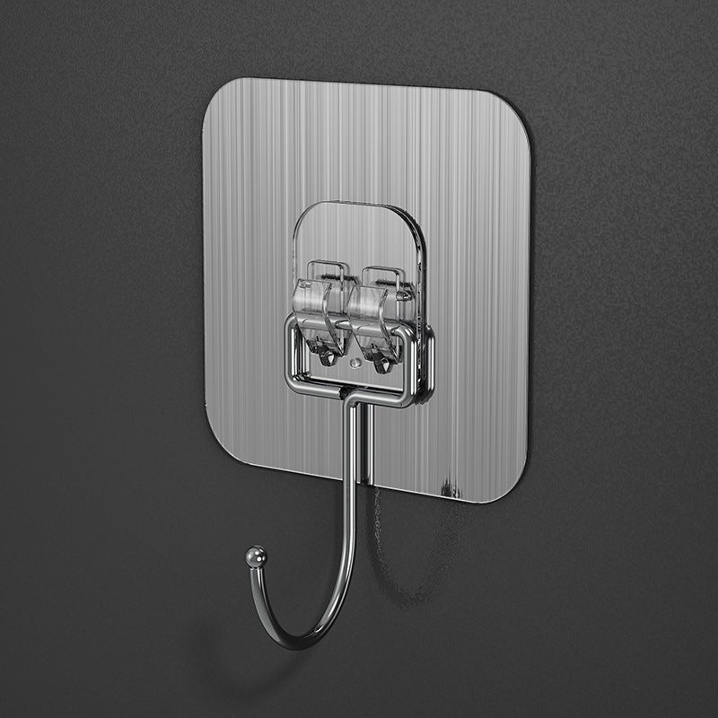 Thick Square Transparent Wall Hooks, No Damage, Washable, Seamless Brushed silver hook Brushed silver hook