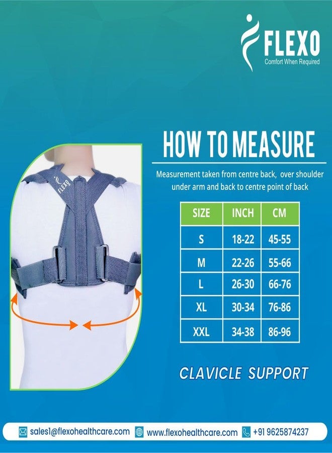 Flexo Clavicle Support Brace | Orthopedic Figure of 8 Back and Shoulder Corrector for Clavicle Fractures, Posture Training & Upper Spine Alignment | Lightweight Unisex Design - Image 4