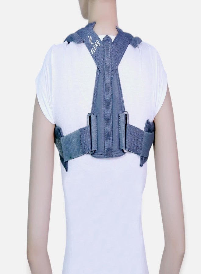 Flexo Clavicle Support Brace | Orthopedic Figure of 8 Back and Shoulder Corrector for Clavicle Fractures, Posture Training & Upper Spine Alignment | Lightweight Unisex Design - Image 2