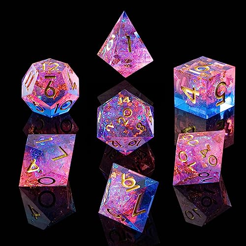 YEMEKO Sharp Edge DND Dice Set Handmade 7 Accessories Dice for Dungeons and Dragons TTRPG Games MultiSided RPG Polyhedral Resin Sharp Edge Dice Roleplaying Games - Image 5