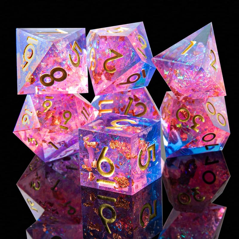 YEMEKO Sharp Edge DND Dice Set Handmade 7 Accessories Dice for Dungeons and Dragons TTRPG Games MultiSided RPG Polyhedral Resin Sharp Edge Dice Roleplaying Games - Image 3