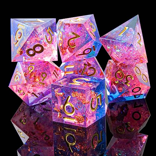 YEMEKO Sharp Edge DND Dice Set Handmade 7 Accessories Dice for Dungeons and Dragons TTRPG Games MultiSided RPG Polyhedral Resin Sharp Edge Dice Roleplaying Games - Image 1