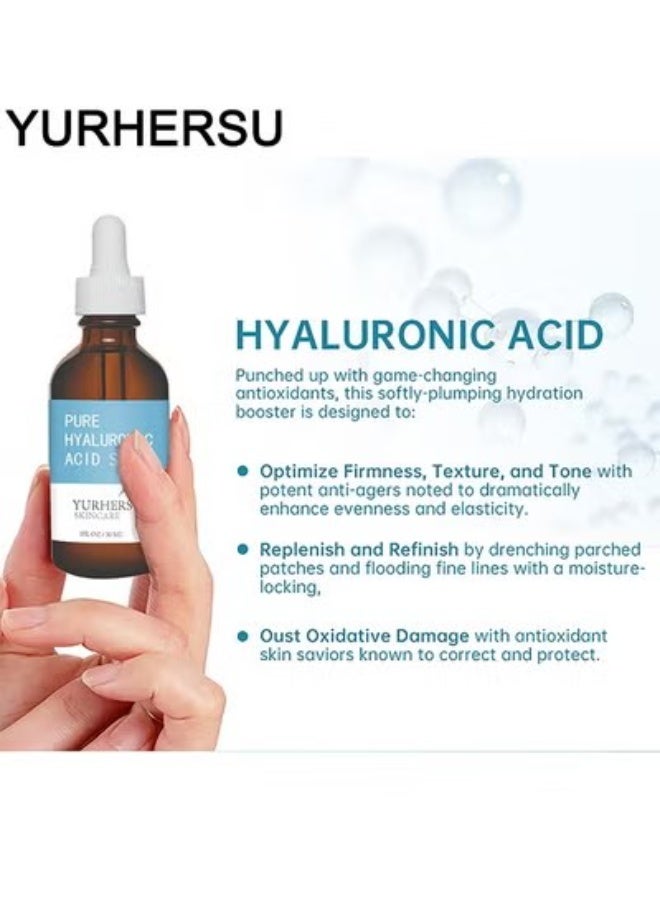 YURHERSU مصل حمض الهيالورونيك النقي ، للبشرة 100٪ نقي مضاد للشيخوخة مصل ترطيب مكثف ترطيب غير دهني خالي من البارابين ، مصل تقليل التجاعيد والتفتيح 30 مل - Image 2