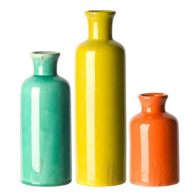 COLORFUL CERAMIC VASE SET HOME DECOR SET OF 3 FLOWER VASES FARMHOUSE VASES FOR DECORCOLORFUL VASE FOR LIVING ROOMOFFICECENTERPIECE TABLE DECORATIONSBOHO FLOWER MEXICAN POTTERY FOR WEDDING