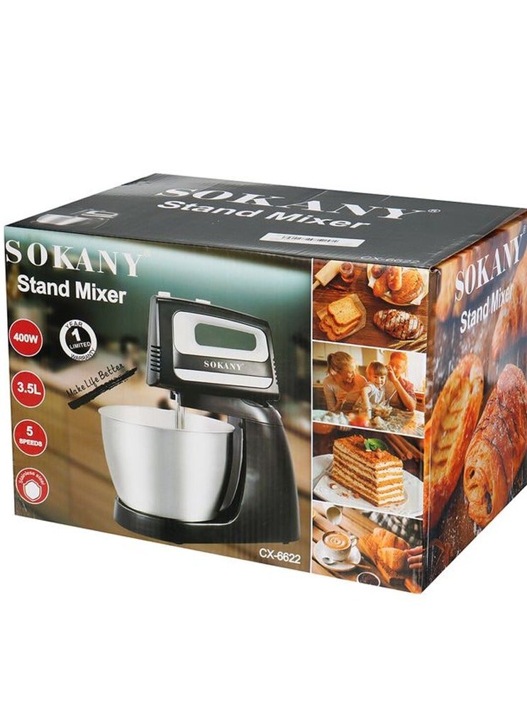 sokany SOKANY 400W high capacity tabletop mixer, dough mixer, 5 speeds, 3.5l stainless steel bowl  - Image 1