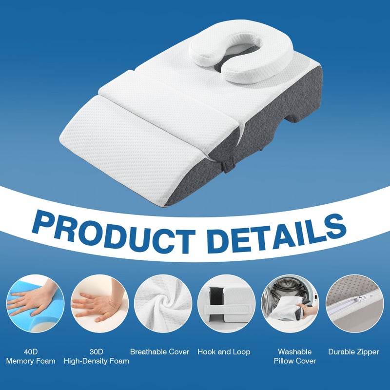Face Down Pillow for Massage, Memory Foam Breast Pillow for Massage, Stomach Sleeping Pillow with Non-Slip Bottom for Eye Surgery Recovery, BBL, GERD - Image 2