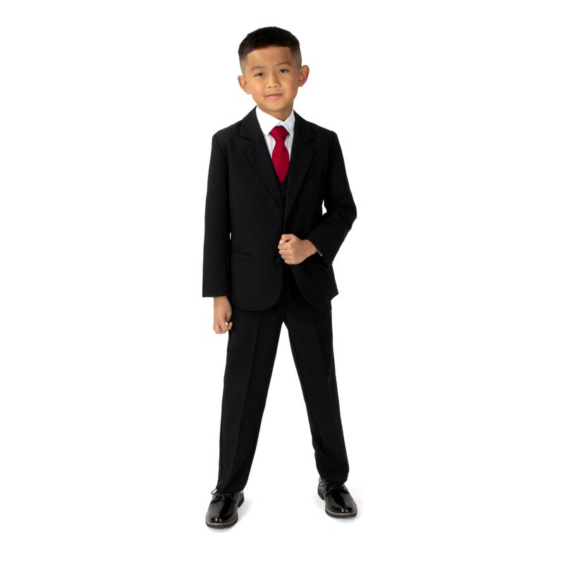 Spring Notion Boys Formal Dress Suit Set 12 Black Suit Red Tie