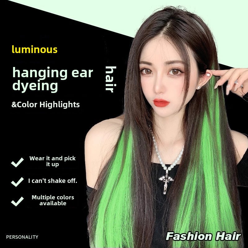 Generic Colorful Clip-in Glow Synthetic Hair Extensions Yellow Green 
