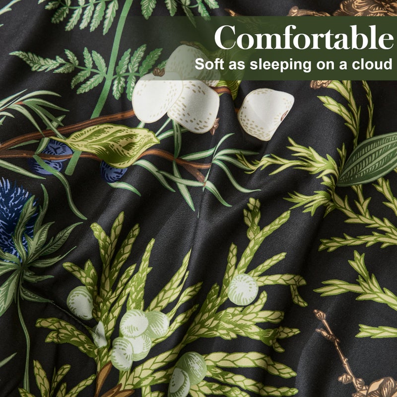 keensoft King Comforter Set - 3 Pieces Botanical Bedding Comforter Set, 1 Soft Green Plant Flowers Comforter (104"x90") and 2 Pillow Shams(20"x36") Ultra-Soft Comfort Suitable for All Seasons - Image 5