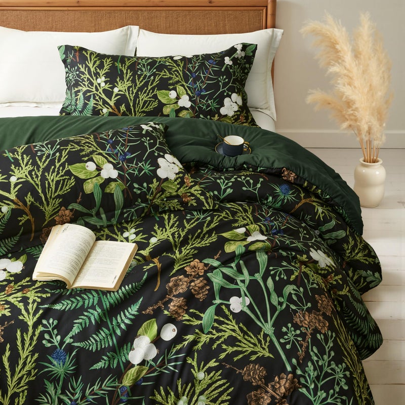 keensoft King Comforter Set - 3 Pieces Botanical Bedding Comforter Set, 1 Soft Green Plant Flowers Comforter (104"x90") and 2 Pillow Shams(20"x36") Ultra-Soft Comfort Suitable for All Seasons - Image 3