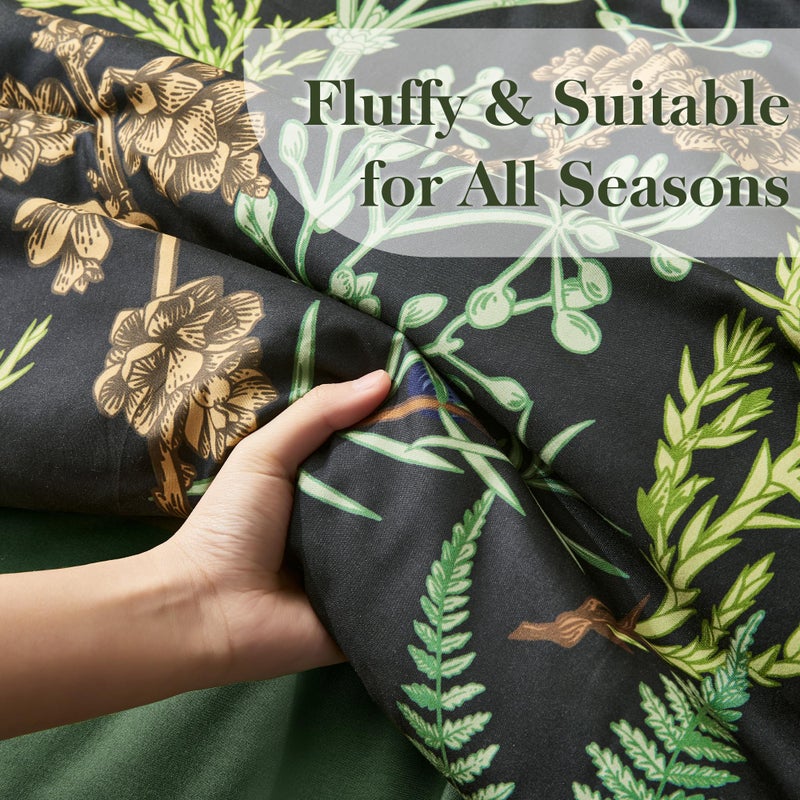 keensoft King Comforter Set - 3 Pieces Botanical Bedding Comforter Set, 1 Soft Green Plant Flowers Comforter (104"x90") and 2 Pillow Shams(20"x36") Ultra-Soft Comfort Suitable for All Seasons - Image 4