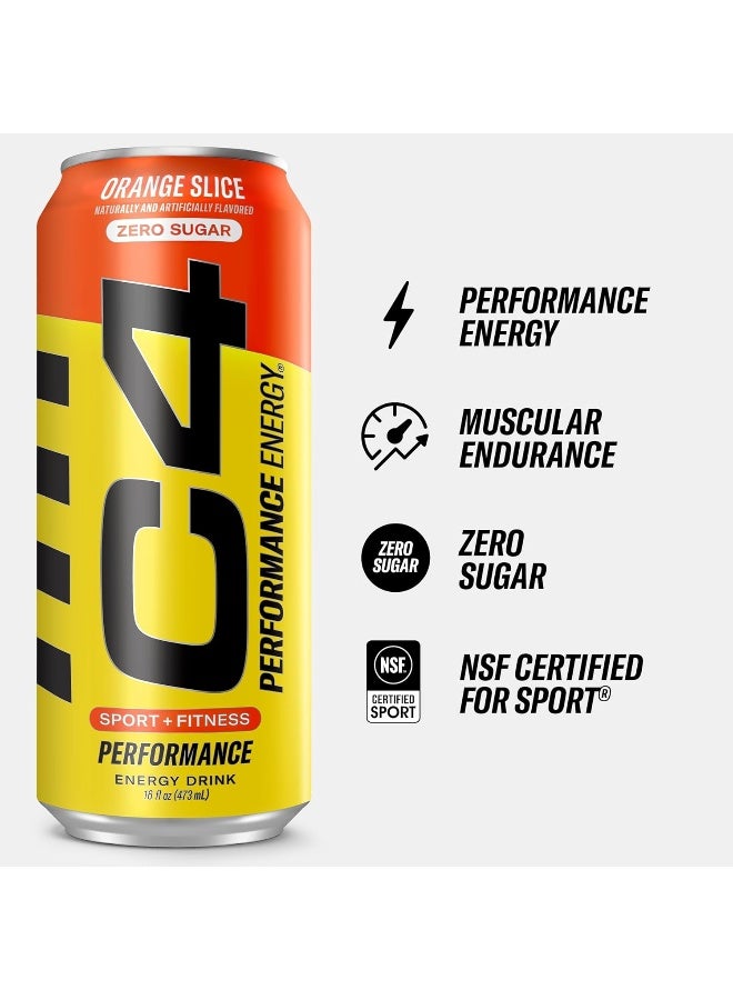 CELLUCOR C4 Pre Workout Energy Drink With Beta-Alanine, Zero Sugar, Carbonated Drink for Strength & Endurance, Orange Flavor – 12 Pack (473ml) - Image 2