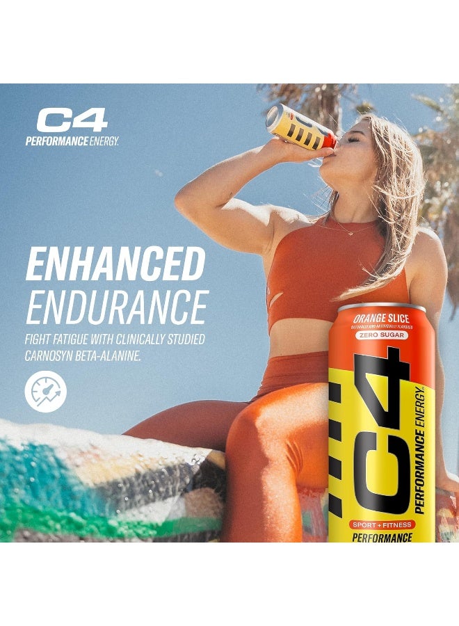 CELLUCOR C4 Pre Workout Energy Drink With Beta-Alanine, Zero Sugar, Carbonated Drink for Strength & Endurance, Orange Flavor – 12 Pack (473ml) - Image 4