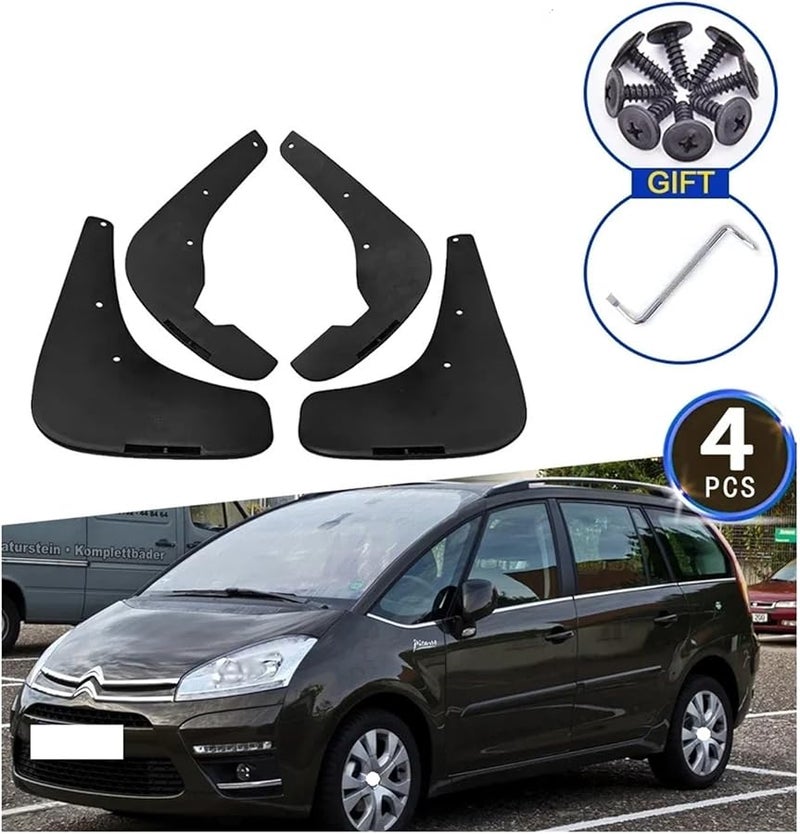 سَدَّادَاتُ الطِّينِ السَّوْدَاءُ المُتَوَافِقَةُ لِسَيَّارَةِ سِيتْرُوين C4 بيكاسو بِسَبْعَةِ مَقَاعِدَ 2007-2013 حَمَايَاتُ العَجَلَةِ الأَمَامِيَّةِ - Image 3