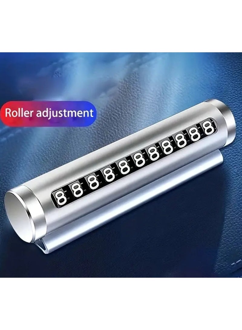 Temporary Parking Card Number Plate for Car, Parking Numbers Card with Hidden Telephone Number, Car Stop Accessories Temporary Number Sign Plate Silver