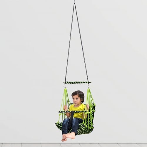 BOFFLE Cotton Swing Chair for Kids Baby's Children Folding and Washable1-3 Years with Safety Belt/Home,Garden Jhula for Babies|Swing for Kids | Seat and Back Side 16x16 inch - Image 3