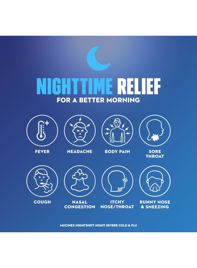 MUCINEX دواء فاست-ماكس للبرد والإنفلونزا نهارًا ودواء نايتشيفت للبرد والإنفلونزا الشديدة ليلًا للبالغين، عبوة مجموعة نهار/ليل للحمى، تخفيف التهاب الحلق، مزيل احتقان، أدوية السعال والبرد، 40 قرصًا - Image 4
