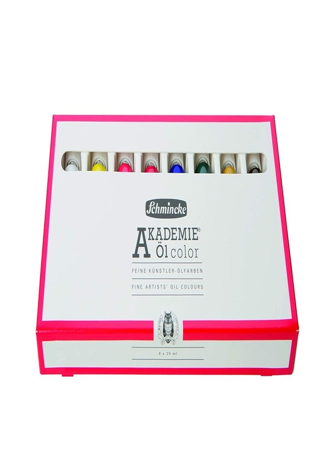 Schmincke - AKADEMIE® Oil, basic assortment 8 x 20 ml tubes, 79 108 097, fine artists' oil colors, brilliant colors, highest light fastness, oil painting, oil color set - Image 2