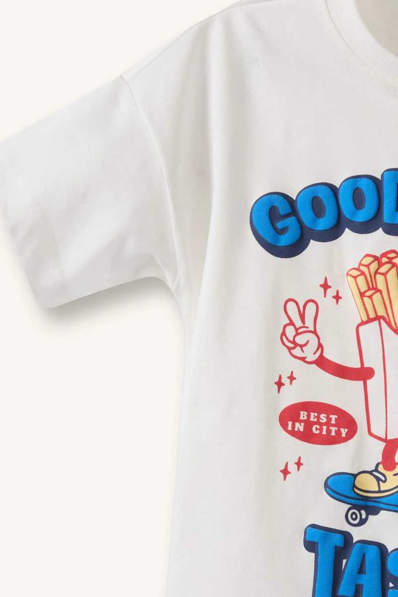 ديفاكتو Oversize Fit Puff Print Short Sleeve T-Shirt